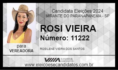 Candidato ROSI VIEIRA 2024 - MIRANTE DO PARANAPANEMA - Eleições