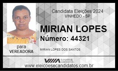 Candidato MIRIAN LOPES 2024 - VINHEDO - Eleições