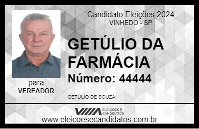 Candidato GETÚLIO DA FARMÁCIA 2024 - VINHEDO - Eleições