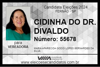 Candidato CIDINHA DO DR. DIVALDO 2024 - FERNÃO - Eleições