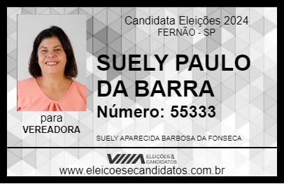 Candidato SUELY PAULO DA BARRA 2024 - FERNÃO - Eleições