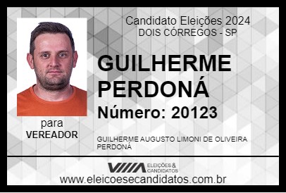 Candidato GUILHERME PERDONÁ 2024 - DOIS CÓRREGOS - Eleições