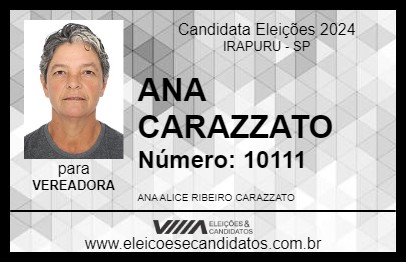 Candidato ANA CARAZZATO 2024 - IRAPURU - Eleições