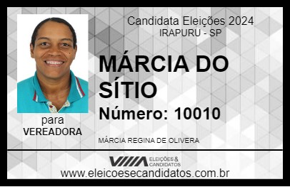 Candidato MÁRCIA DO SÍTIO 2024 - IRAPURU - Eleições