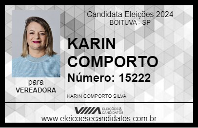 Candidato KARIN COMPORTO 2024 - BOITUVA - Eleições