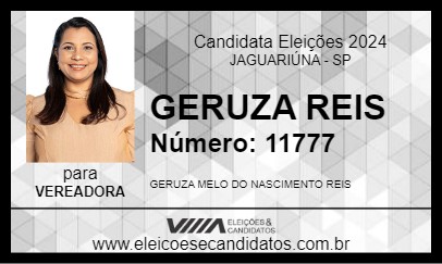 Candidato GERUZA REIS 2024 - JAGUARIÚNA - Eleições