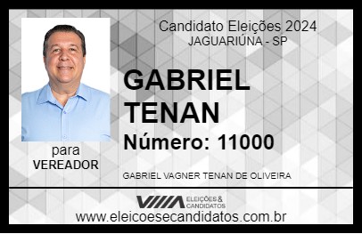 Candidato GABRIEL TENAN  2024 - JAGUARIÚNA - Eleições