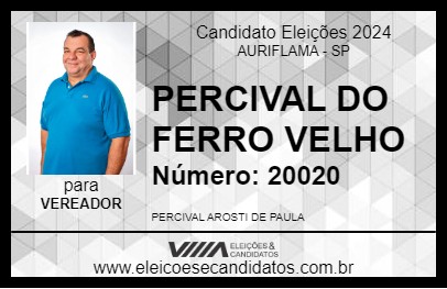 Candidato PERCIVAL DO FERRO VELHO 2024 - AURIFLAMA - Eleições