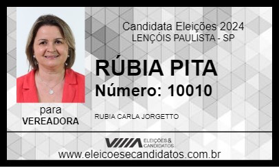 Candidato RÚBIA PITA 2024 - LENÇÓIS PAULISTA - Eleições