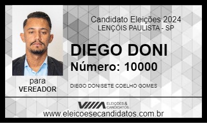 Candidato DIEGO DONI 2024 - LENÇÓIS PAULISTA - Eleições