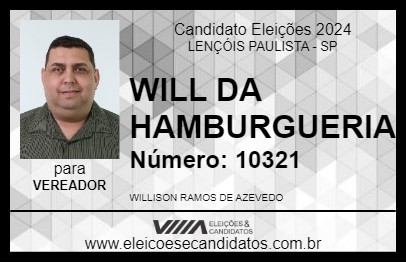 Candidato WILL DA HAMBURGUERIA 2024 - LENÇÓIS PAULISTA - Eleições