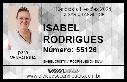 Candidato ISABEL RODRIGUES 2024 - CESÁRIO LANGE - Eleições