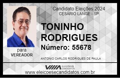 Candidato TONINHO RODRIGUES 2024 - CESÁRIO LANGE - Eleições