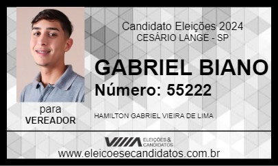 Candidato GABRIEL BIANO 2024 - CESÁRIO LANGE - Eleições