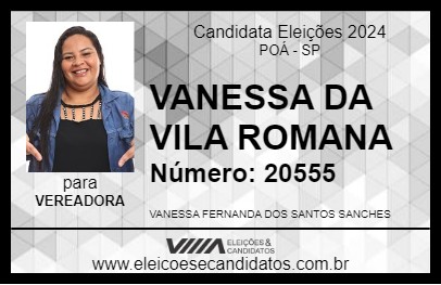 Candidato VANESSA DA VILA ROMANA 2024 - POÁ - Eleições