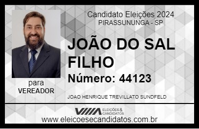 Candidato JOÃO DO SAL FILHO 2024 - PIRASSUNUNGA - Eleições