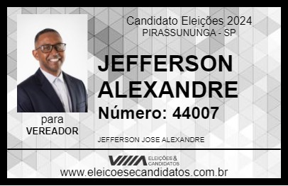 Candidato JEFFERSON ALEXANDRE 2024 - PIRASSUNUNGA - Eleições