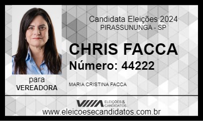 Candidato CHRIS FACCA 2024 - PIRASSUNUNGA - Eleições