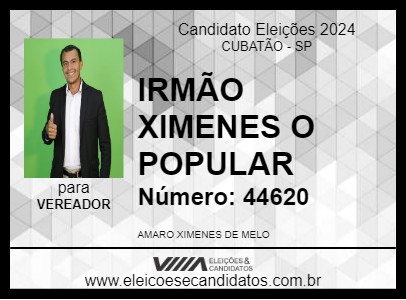 Candidato IRMÃO XIMENES O POPULAR 2024 - CUBATÃO - Eleições