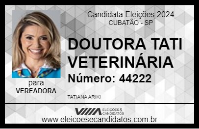 Candidato DOUTORA TATI VETERINÁRIA 2024 - CUBATÃO - Eleições