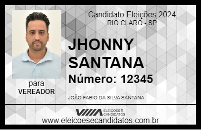 Candidato JHONNY SANTANA 2024 - RIO CLARO - Eleições