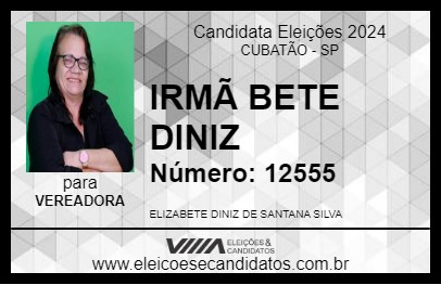 Candidato IRMÃ BETE DINIZ 2024 - CUBATÃO - Eleições