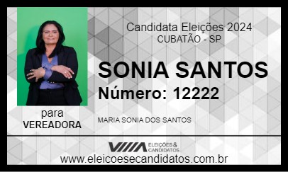 Candidato SONIA SANTOS 2024 - CUBATÃO - Eleições