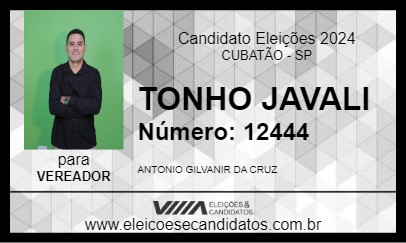 Candidato TONHO JAVALI 2024 - CUBATÃO - Eleições