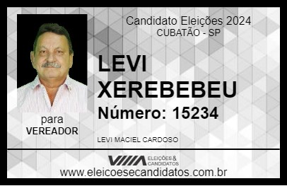 Candidato LEVI XEREBEBEU 2024 - CUBATÃO - Eleições