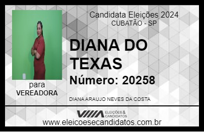 Candidato DIANA DO TEXAS 2024 - CUBATÃO - Eleições