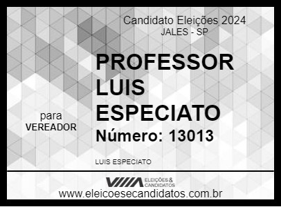 Candidato PROFESSOR LUIS ESPECIATO 2024 - JALES - Eleições