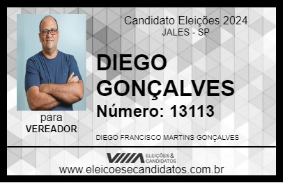 Candidato DIEGO GONÇALVES 2024 - JALES - Eleições