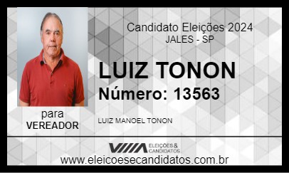 Candidato LUIZ TONON 2024 - JALES - Eleições