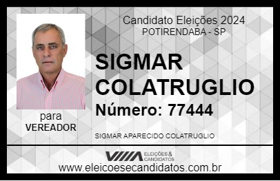 Candidato SIGMAR COLATRUGLIO 2024 - POTIRENDABA - Eleições