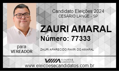 Candidato ZAURI AMARAL 2024 - CESÁRIO LANGE - Eleições