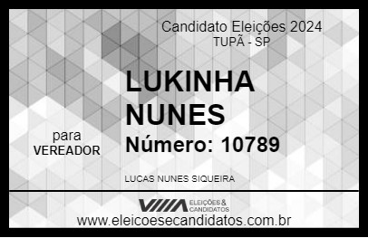 Candidato LUKINHA NUNES 2024 - TUPÃ - Eleições