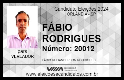 Candidato FÁBIO RODRIGUES 2024 - ORLÂNDIA - Eleições