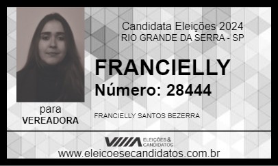 Candidato FRANCIELLY 2024 - RIO GRANDE DA SERRA - Eleições