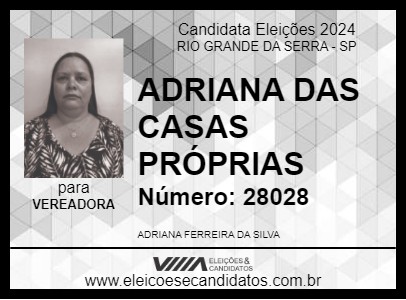 Candidato ADRIANA DA CASA PRÓPRIA 2024 - RIO GRANDE DA SERRA - Eleições