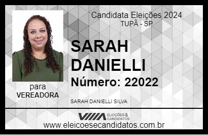 Candidato SARAH DANIELLI 2024 - TUPÃ - Eleições