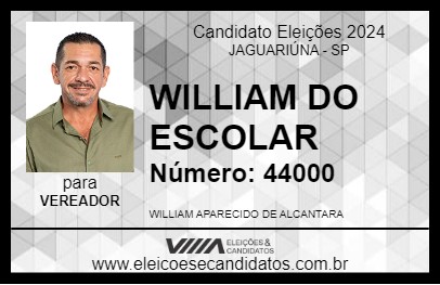 Candidato WILLIAM DO ESCOLAR 2024 - JAGUARIÚNA - Eleições