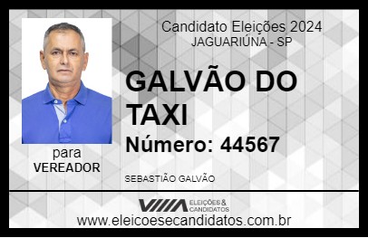 Candidato GALVÃO DO TAXI 2024 - JAGUARIÚNA - Eleições