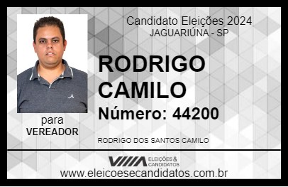 Candidato RODRIGO CAMILO 2024 - JAGUARIÚNA - Eleições