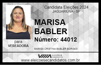 Candidato MARISA BABLER 2024 - JAGUARIÚNA - Eleições