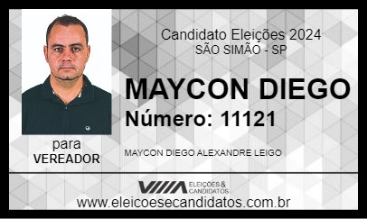 Candidato MAYCON DIEGO 2024 - SÃO SIMÃO - Eleições