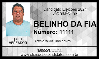 Candidato BELINHO DA FIA 2024 - SÃO SIMÃO - Eleições