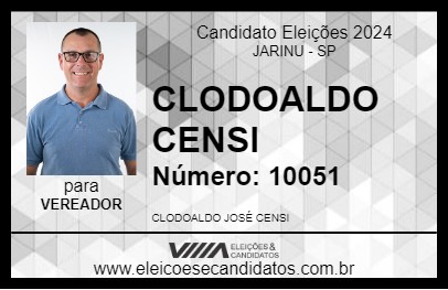 Candidato CLODOALDO CENSI 2024 - JARINU - Eleições