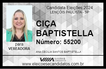 Candidato CIÇA BAPTISTELLA 2024 - LENÇÓIS PAULISTA - Eleições