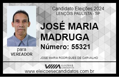 Candidato JOSÉ MARIA MADRUGA 2024 - LENÇÓIS PAULISTA - Eleições