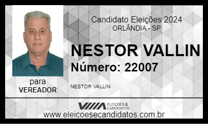 Candidato NESTOR VALLIN 2024 - ORLÂNDIA - Eleições